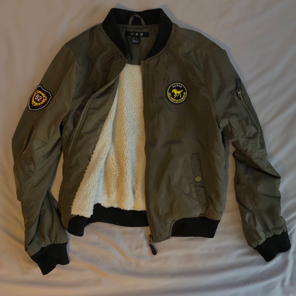 U2B Bomber Jacket with sherpa lining